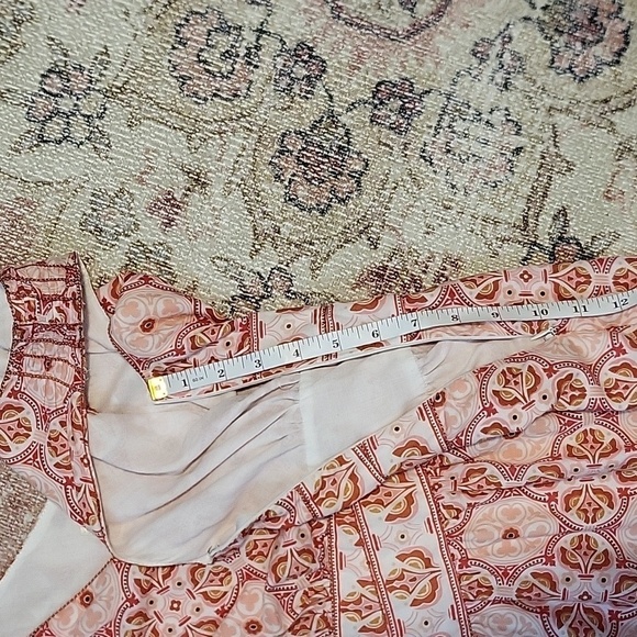 Max Studio V-Neck Side Zip Lined Elastic Waist Print Cotton Dress Size L - Picture 15 of 15